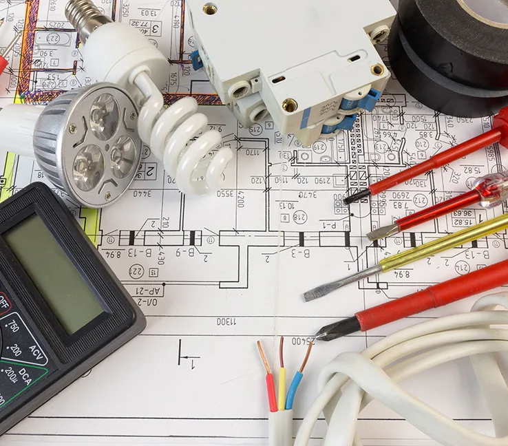 Plan électrique et outils d’électricien
